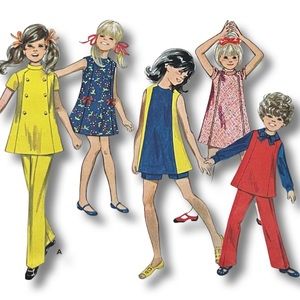 Girls Sewing Pattern Pants & a Tunic or a Nifty Little Dress by Butterick 1960’s